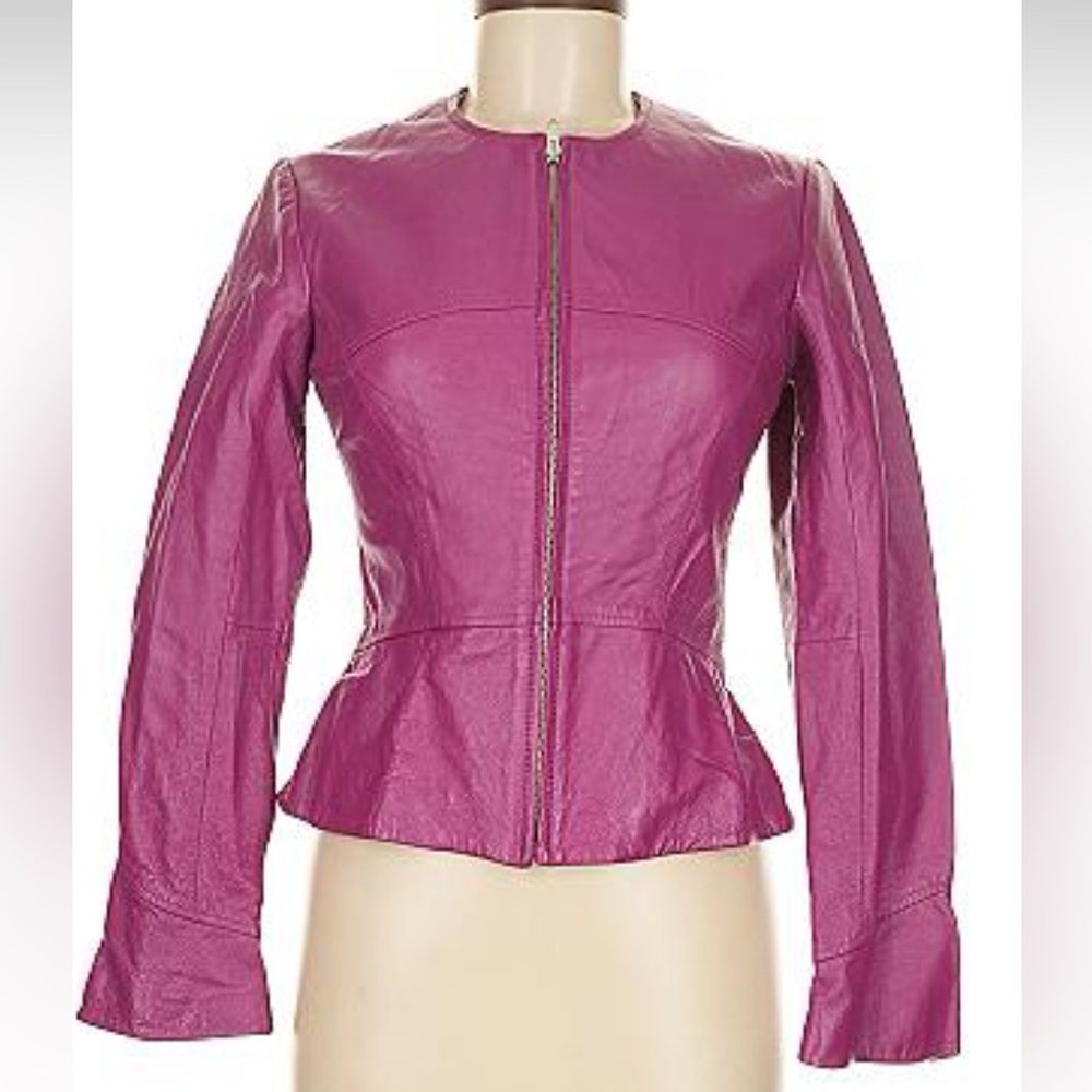 Shape FX Magenta Leather Jacket